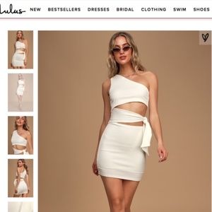 White Ribbed One-Shoulder Cutout Bodycon Dress